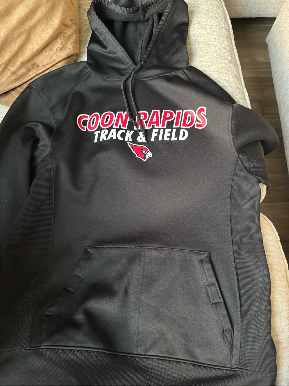 Coon Rapids Track & Field Black Hoodie with Red Logo
